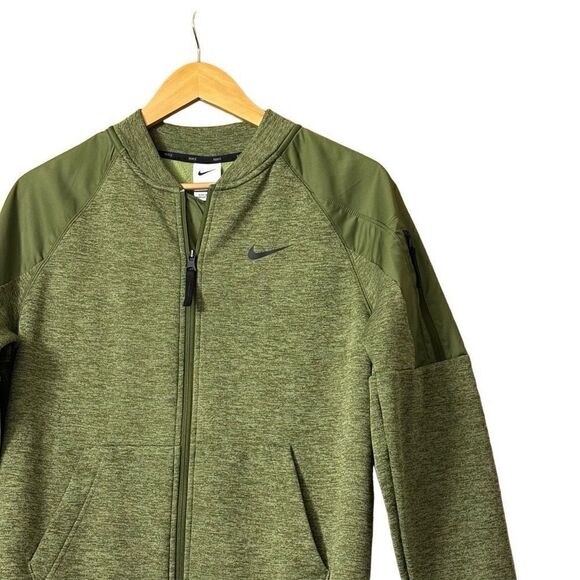 Nike Therma-FIT Men's Training Full-Zip Bomber Jacket Green - Picture 8 of 15